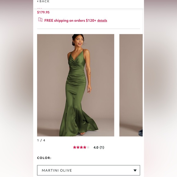 David's Bridal | Dresses | Davids Bridal Martini Olive Green Satin Long Bridesmaid  Dress Worn Once | Poshmark